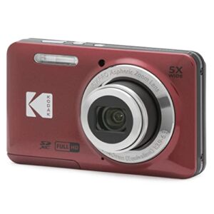 KODAK Câmera digital PIXPRO Zoom FZ55-RD de 16 MP com zoom óptico de 5 x 28 mm de largura e tela LCD de 2,7 polegadas (vermelha)