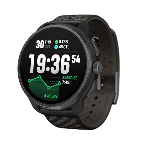 SUUNTO Relógio esportivo GPS Race 2, tela sensível ao toque AMOLED de 1,5 polegadas com coroa, vida útil da bateria de 16 dias, métricas de treinamento e informações de recuperação, Dual-GNSS, mapas