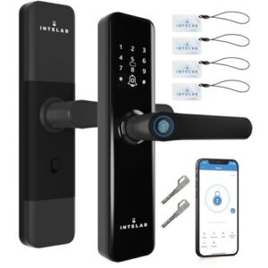 Smart Lock - Fechadura Inteligente para Porta com Impressão Digital - Fechadura de entrada sem Chave 5 em 1 - Fechadura Biométrica para porta Frontal com Teclado, Controle por APP