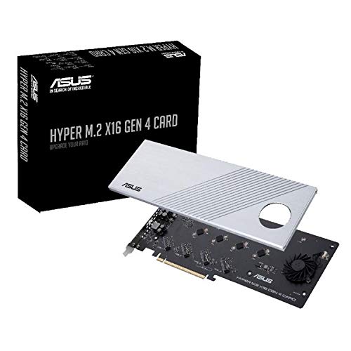 ASUS Placa de expansão Hyper M.2 X16 PCIe 4.0 X4 suporta 4 NVMe M.2 (2242/2260/2280/22110) até 256 Gbps para AMD 3rd Ryzen sTRX40, AM4 Socket e Intel VROC NVMe Raid
