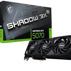 MSI Placa gráfica Gaming RTX 5070 12G Shadow 3X OC (12 GB GDDR7, 192 bits, desempenho extremo: 2557 MHz, DisplayPort x3 2.1a, HDMI 2.1b, NVIDIA Blackwell Architecture)