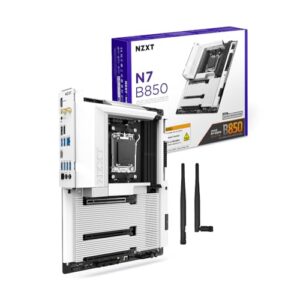 NZXT Placa mãe para jogos N7 B850 - AMD B850 AM5 ATX para Ryzen 9000/8000/7000-16+2+1, DDR5, 3X M.2, PCIe 5.0, Wi-Fi 6E, LAN de 2,5 GbE - NVME M.2 com trava de liberação rápida - cobertura completa