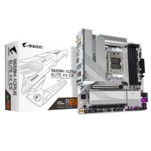 Placa Mãe Gigabyte B650M AORUS ELITE AX ICE BRANCA WIFI (AM5/4xDDR5/HDMI/DP/USB 3.2/M.2)