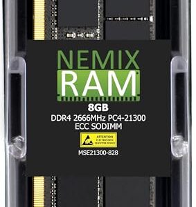 NEMIX RAM 8GB (1X8GB) DDR4 2666MHZ PC4-21300 1Rx8 1.2V 260-PIN ECC SODIMM compatível com Synology D4ES02-8G NAS ECC memória sem buffer