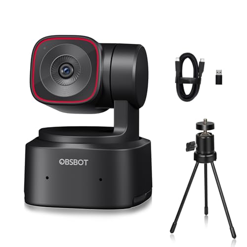 OBSBOT Tiny 2 Lite, Webcam PTZ 4K 1080p a 60fps HDR, câmera de PC com rastreamento AI, micro com cancelamento de ruído AI, tripé, controle de gestos, foco automático, plug & play, ideal para jogos ou