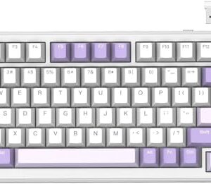 ATTACK SHARK X85 PRO Teclado mecânico sem fio com tela TFT e botão,teclado gamer 75% QMK com junta, com fio 2.4G/BT/USB-C, switch linear hot-swappable, 4000mAh, NKRO, RGB, PC/MAC(Lavender)