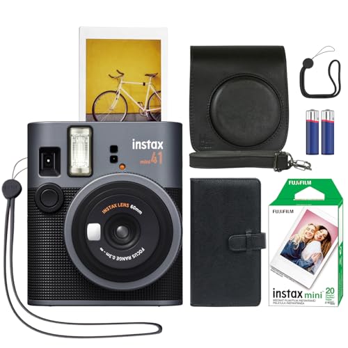 Fujifilm Câmera instantânea Instax Mini 41 preta + pacote com 20 impressões instantâneas Instax