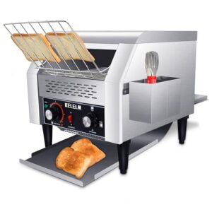 KELELM Torradeira De Esteira, Torradeira Comercial De Aço Inoxidável Para Serviços Pesados, 300 Fatias Para Pão De Restaurante, Bagel, Alimentos Assados, 1,9 Kw