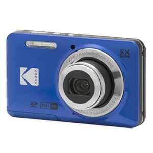 KODAK Câmera digital PIXPRO FZ55-BL de 16 MP, zoom óptico de 5x, ângulo amplo de 28 mm, 1080p, bateria de íon de lítio Full HD, câmera de vlogging LCD de 2,7 polegadas (azul)