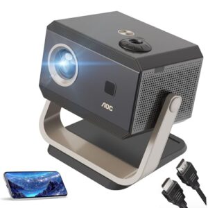 AOC Projetor portátil Full HD 4K/1080P, foco automático/correção automática de distorção trapezoidal/ângulo ajustável/projetor com Wi-Fi 6 e Bluetooth, 15000 lúmens, compatível com iOS/Android/PC/PS4
