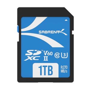 SABRENT Cartão de memória Rocket V60 1TB SD UHS-II R270MB/s W170MB/s (SD-TL60-1TB)