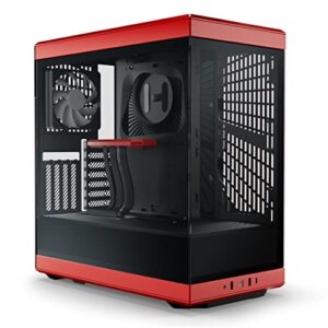 HYTE Y40 Moderna Estética Panorâmica Vidro Temperado Torre Média ATX Computador Gaming Case com Cabo Riser PCIE 4.0 Incluído, Vermelho (CS-HYTE-Y40-BR)