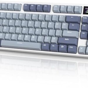 ATTACK SHARK K86 Teclado mecânico sem fio RGB para jogos, teclado com fio 2.4 GHz/BT5.0/USB-C, Layout 75% TKL com tela colorida TFT HD de 1.2'' e botão CNC, interruptor linear TTC Hot-Swap(Roxo)