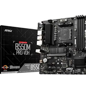 Placa-Mãe MSI B550M Pro-VDH, AMD AM4, DDR4, Suporte 128GB, Displayport, HDMI, VGA, PCIe, mATX