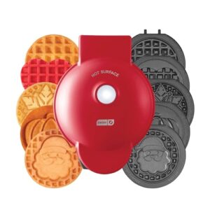 DASH Mini Sistema Multimaker Para Férias - Máquina De Waffle Com Seis Pratos Removíveis De 4” Para Férias: Ferro Para Waffle E Chapa, Mini Máquina De Waffle 4 Em 1 Para Crianças E Famílias - Superfí