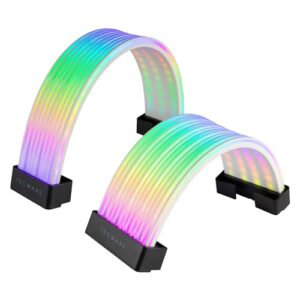 TECWARE Flex RGB, kit de capa de cabo, conjunto de tiras de LED iluminadas para extensões de PSU, sincronização ARGB de 5 V 3 pinos, compatível com cabo GPU de 8 pinos ou 16 pinos, cabo de placa mãe