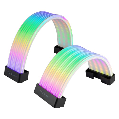 TECWARE Flex RGB, kit de capa de cabo, conjunto de tiras de LED iluminadas para extensões de PSU, sincronização ARGB de 5 V 3 pinos, compatível com cabo GPU de 8 pinos ou 16 pinos, cabo de placa mãe