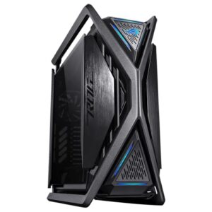 ROG Hyperion GR701 BTF Edition E-ATX, design de conectores ocultos da placa-mãe, radiador duplo de 420 mm, quatro ventiladores de 140 mm, suporte de GPU de metal, armazenamento de componentes, hub de