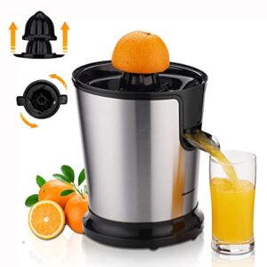 Homeleader Espremedor de suco de aço inoxidável com dois cones, motor potente para toranjas, laranja e limão, preto