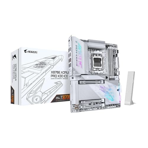GIGABYTE Placa mãe X870E AORUS PRO X3D ICE AMD AM5 LGA 1718 ATX, suporta processadores AMD Ryzen 9000/8000/7000, DDR5, fase de alimentação 18+2+2, 4X M.2, PCIe 5.0, SWIFI, 5GbE, garantia de 5 anos