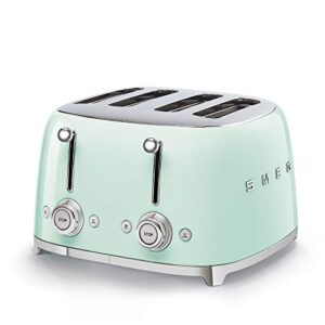 Smeg Torradeira Estilo Retro Estética Anos 50, 4 Fatias, 6 Predefinições, Fendas Extra Largas, Verde Pastel Tsf03Pgus