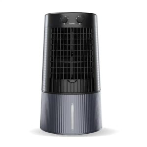 Symphony Climatizador de ar de torre pessoal Duet para casa e escritório com colmeia, soprador potente, rotação automática e baixo consumo de energia (6L, cinza)