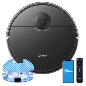 Robô Aspirador de Pó ConnectGyro i5C Passa Pano Preto Midea