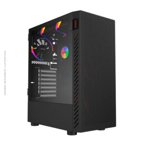 GABINETE GAMER BOLTER BLACK VULCAN - LATERAL EM VIDRO - PCYES - GBBVPBR