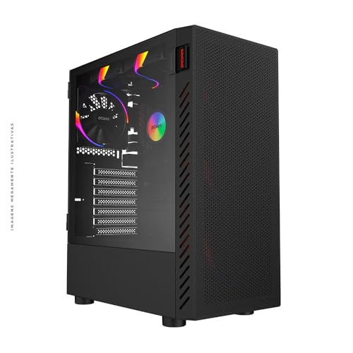 GABINETE GAMER BOLTER BLACK VULCAN - LATERAL EM VIDRO - PCYES - GBBVPBR