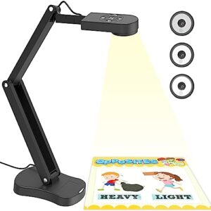 PAKOTOO 8MP USB Visualiser & Document Camera for Teacher and Classroom for A3 A4 Size with Dual Mic, 3-Level LED Light, Up and Down, Left and Right Image Inversion, for Distance Teaching & LearningQ