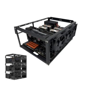 E02 Capa de computador faça você mesmo com estrutura de PC, chassi de mesa empilhável, banco de teste ao ar livre, compatível com placa-mãe ATX MacroATX E-ATX X79 X99 (empilhável)
