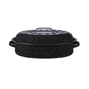 Granite Ware Torradeira oval coberta de 38 cm, capacidade de 4,5 kg - panelas de aço esmaltado, pode ser lavada na lava-louças e livre de PFOA, distribuição uniforme de calor para assar aves, carne ou