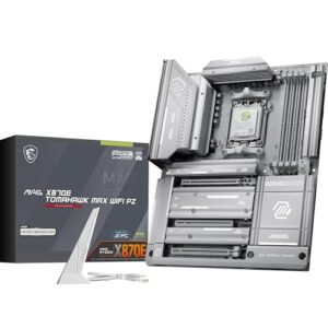 MSI Placa-mãe MAG X870E Tomahawk MAX WiFi PZ, ATX - Suporta processadores AMD Ryzen 9000/8000/7000, AM5-80A SPS VRM, DDR5 Memory Boost 8400+ MT/s (OC), PCIe 5.0 x16, M.2 Gen5, Wi-Fi 7, 5G LAN
