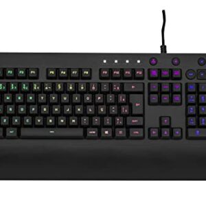 Teclado Gamer Logitech G213 com Layout ABNT2, RGB LIGHTSYNC, Controles de Mídia Dedicados, Design Durável e Resistente à Respingos