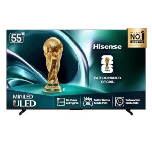 Hisense Smart TV 4K 55" Polegadas 55U7QG Mini LED 144Hz com Dolby Vision IQ, HDR10+ Adaptative, Dolby Vision IQ, Dolby Gaming, HLG, Filmmaker Mode, Dolby Atmos, Compatibilidade Alexa, Google Home
