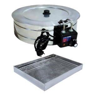 Kit Fritadeira Elétrica Industrial Tacho Redondo Esmaltado 10 Litros com Escorredor G e Tampa (110, Volts)