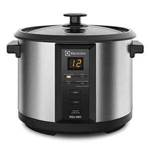 Panela Elétrica Electrolux vapor arroz capacidade 1,8L 10 xícaras 4 funções pré-programadas timer panela removivel antiaderente tampa vidro ECC20 inox 127v por Rita Lobo