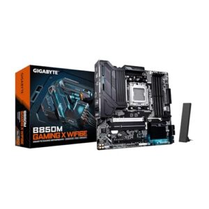 GIGABYTE Placa-mãe B850M Gaming X WIFI6E AMD AM5 LGA 1718, mATX, DDR5, 2X M.2, PCIe 5.0, USB-C, WIFI6E, LAN 2,5GbE, EZ-Latch, Garantia de 5 anos