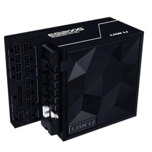 Lian Li Série Edge - Fonte de alimentação modular completa de 1200 W (hub USB com ventilador incluído) - Ouro - ATX 3.1 - Suporte PCIE 5.1 - Conector 12V-2x6 - Design em forma de L para caixa de