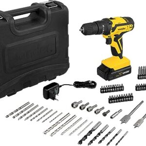 Parafusadeira/Furadeira com Impacto à Bateria 12V Lítio 3/8 Polegadas, Fonte Bivolt Automática, Jogo com 74 Acessórios, PFV 074 Vonder.