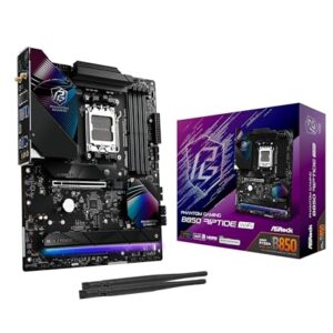 ASRock AMD B850 Phantom Gaming Riptide WiFi 7 soquetes AM5 Ryzen 9000/8000/7000 Series DDR5 8000+ (OC) MHz 256GB ATX Placa-mãe M.2 SATA3 6.0 Gb/s PCIe 5.0