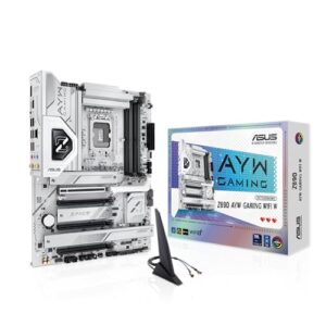 ASUS Z890 AYW Gaming WiFi W, Placa-Mãe ATX, Soquete LGA 1851, DDR5, Chipset Z890, Suporte Intel Core Ultra, Wi-Fi 6, Bluetooth 5.3, Áudio 7.1