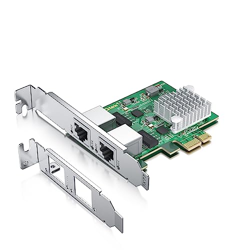 Placa de rede H!Fiber 2,5 Gbase-T PCIe com chip Realtek RTL8125, placa de rede de 2,5 GB, 2500/1000/100 Mbps, duas portas RJ45, PCIe X1, placa Ethernet para Windows/Windows Server/Linux