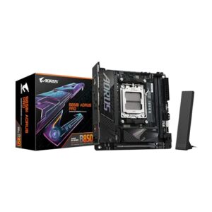 GIGABYTE Placa-mãe B850I AORUS PRO AMD AM5 LGA 1718, Mini-ITX, DDR5, 2X M.2, PCIe 5.0, USB-C, WIFI7, LAN de 2,5 GbE, EZ-Latch, Garantia de 5 anos