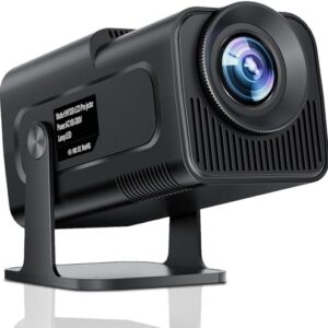 HY320 Projetor Android 11-12,000 LUX FHD 1080P Nativo 4K Suporte, WiFi 6 BT 5.2, Rotativo 180°, Auto Correccao Trapezoide, Mini Projetor Portatil para Celular/TV Stick/PC (EU Plug)