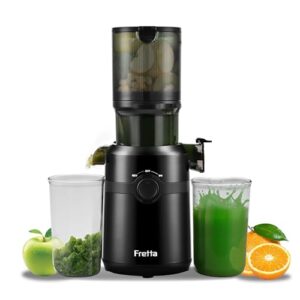 Fretta Máquinas De Suco Nifty Cold Press, Mastigação Lenta Com Grande Rampa Alimentação 1,1 L, Cabem Frutas E Vegetais Inteiros, Fácil Limpeza, Autoalimentação, Alto Rendimento Suco, Sem Bpa (Tinta