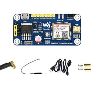 Waveshare GSM/GPRS/Bluetooth 3.0 HAT for Raspberry Pi 2B/3B/3B+/Zero/Zero W Based on SIM800C Support SMS Data Transfer etc