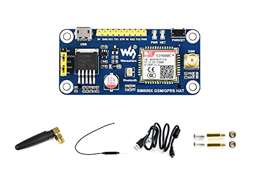 Waveshare GSM/GPRS/Bluetooth 3.0 HAT for Raspberry Pi 2B/3B/3B+/Zero/Zero W Based on SIM800C Support SMS Data Transfer etc