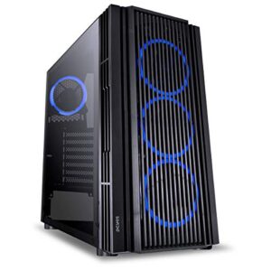 GABINETE MID-TOWER ATMOS PRETO COM 4 FANS 120MM LED AZUL - LATERAL EM VIDRO TEMPERADO - ATPTAZ4FCV - PCYES