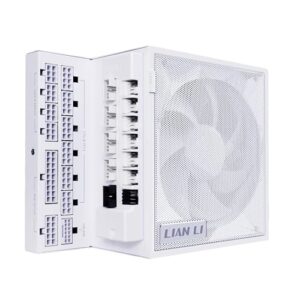 Lian Li Série Edge - Fonte de alimentação modular completa de 1200 W (hub USB com ventilador incluído) - Ouro - ATX 3.1 - Suporte PCIE 5.1 - Conector 12V-2x6 - Design em forma de L para caixa de